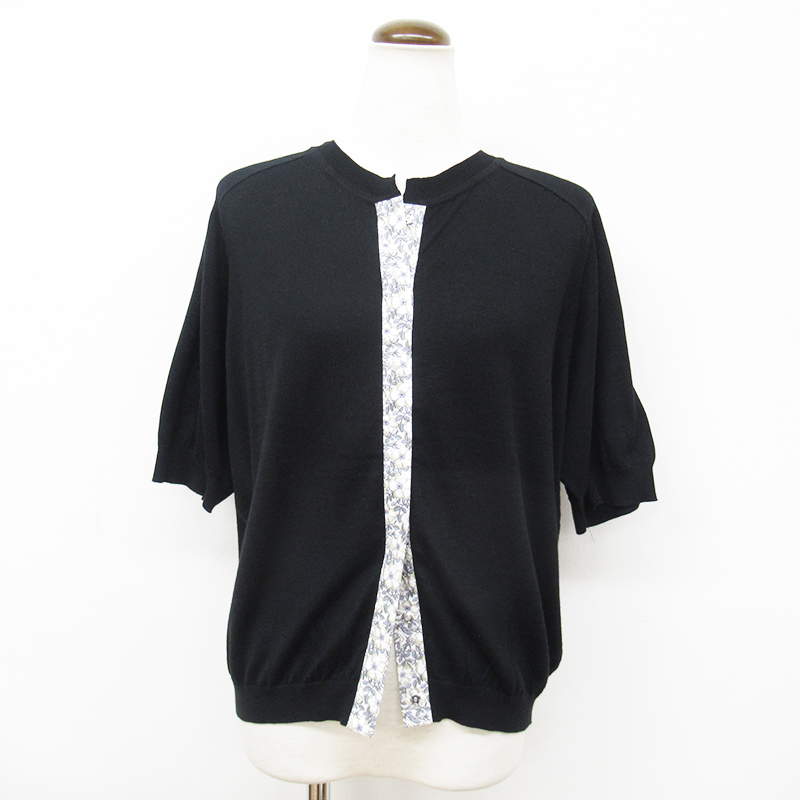 sosotto テンセルコットン前立てLIBERTY5分袖スナップカーデ/BK05
